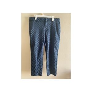 Pre owned banana republic women Hampton check navy blue skinny ankle crop pants